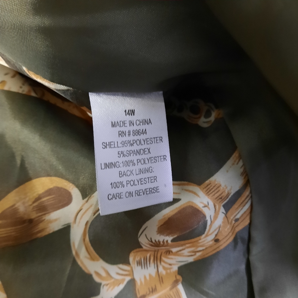 Emily Pant Suit Womens Size 14W Olive Green - Picture 7 of 8